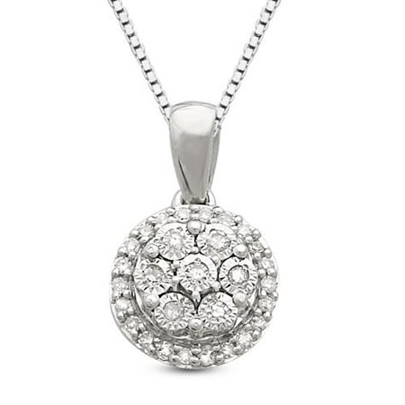 Tru Miracle 1/4 Carat T.W. Diamond Sterling Silver Frame Pendant with Chain