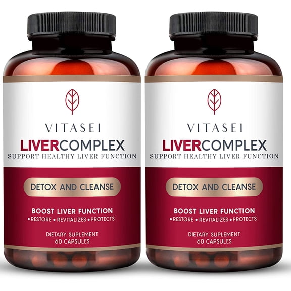 Vitasei Liver Cleanse Detox & Repair, Liver Complex W/Milk Thistle Extract, Garcinia, Curcumin C3, Bioperine, Support Herbal Dietary Supplement, Detox Formula for Women & Men, 60 Capsules (Pack of 2)