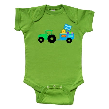 

Inktastic Happy Easter Cute Chick and Green Tractor Gift Baby Boy or Baby Girl Bodysuit