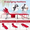 thumbnail image 4 of Gymax 2PCS Tanning Chair w/4-Position Adjustable Backrest Face Arm Holes & Pocket Red, 4 of 9