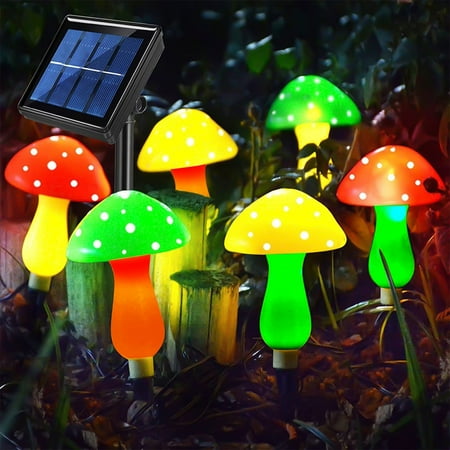 VANLOFE Deals Clearance Holiday Products Outdoor Solar Mushrooms Lights LED Solar Garden Decor Stake Lights Colored Lights Outside Waterproof Solar Powered Garden Christmas Lights