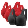 thumbnail image 1 of Plus Size Bras Front Closure Non Underwire Push Up Bra Solid Color Casual Style 2 Pc, 1 of 3