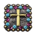 thumbnail image 2 of Set of 4 Conchos Rhinestone Horse Saddle Western Bridle Berry Cross CO140, 2 of 2