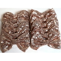 Set of 12 Rose Gold Sequin Bows 5 Inches Large Glitter Bows Wholesale Bows, DIY Fabric Hair Bows - No Clips