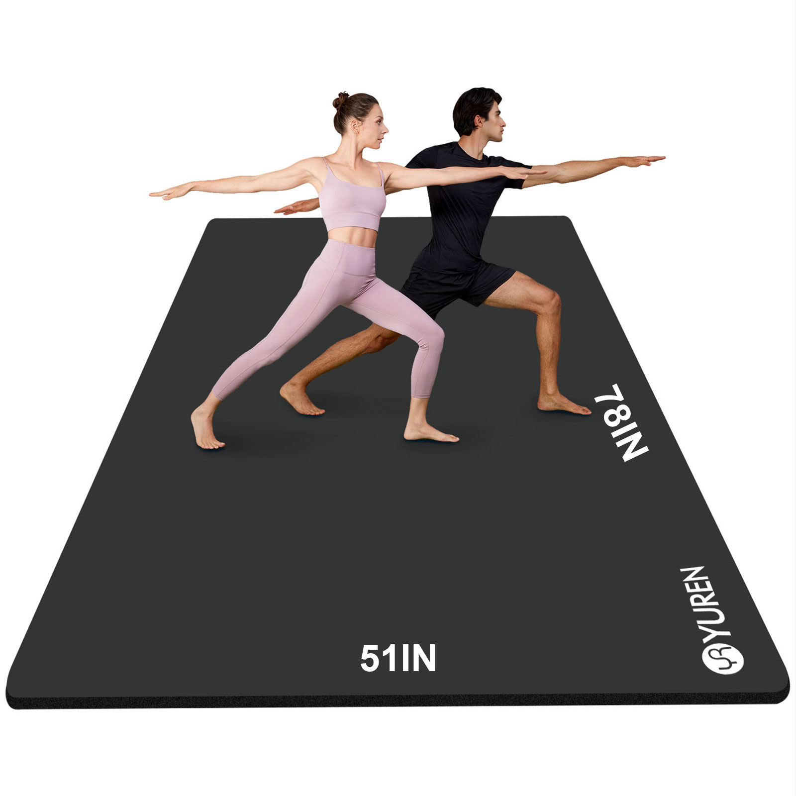 YR Extra Large 10mm Yoga Mat, Black