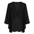 thumbnail image 7 of Hesxuno Short Sleeve Cardigans for Women Lightweight Chiffon Beach Cover Ups Solid Puff Sleeve Cardigan Boho Summer Beach Open Front Tops Black L, 7 of 7