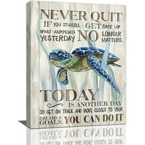 Sea Turtle Ocean Wall Art Inspirational Quotes Pictures Wall Decor Nautical Beach Canvas Painting Print Artwork Modern Home Decor Framed for Living room Bedroom Bathroom 12''''X16''''