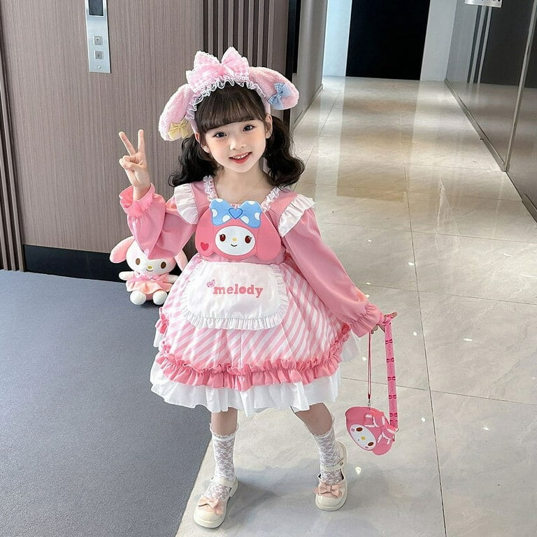 Anime Sanrio My Melody Autumn Kids Lolita Dress Wedding Party Princess  Dress Fairy Vestidos Cosplay Cute Girl Children Clothing