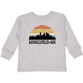 thumbnail image 3 of Inktastic Minneapolis Minnesota Skyline Retro Sunset Boys or Girls Long Sleeve Toddler T-Shirt, 3 of 5