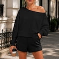 thumbnail image 4 of Hurxie Womens Oversized Sweatshirt Long Sleeve Off The Shoulder Pullover Casual Comfy Fall Outfits Black,M, 4 of 7