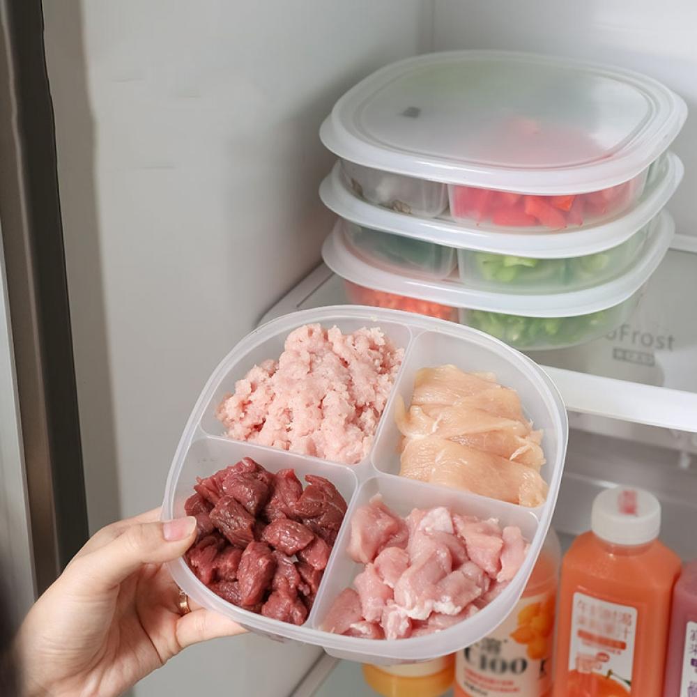 Deals 3 Pcs Bento Snack Boxes Containers,Plastic Reusable Fresh Produce  Fruit Storage Organizer Storage Bin 4 Compartment Food Containers for