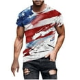 thumbnail image 2 of T-shirts for Men Plus Size under $5 Short Sleeve Round Neck Independence Day Casual Print Sports Fit Breathable T-shirt Red XL, 2 of 5