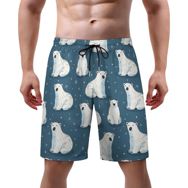 NICKSUN Men's Swim Trunks, Cute Print Quick Dry Summer Board Beach Shorts with Mesh Lining and Pockets