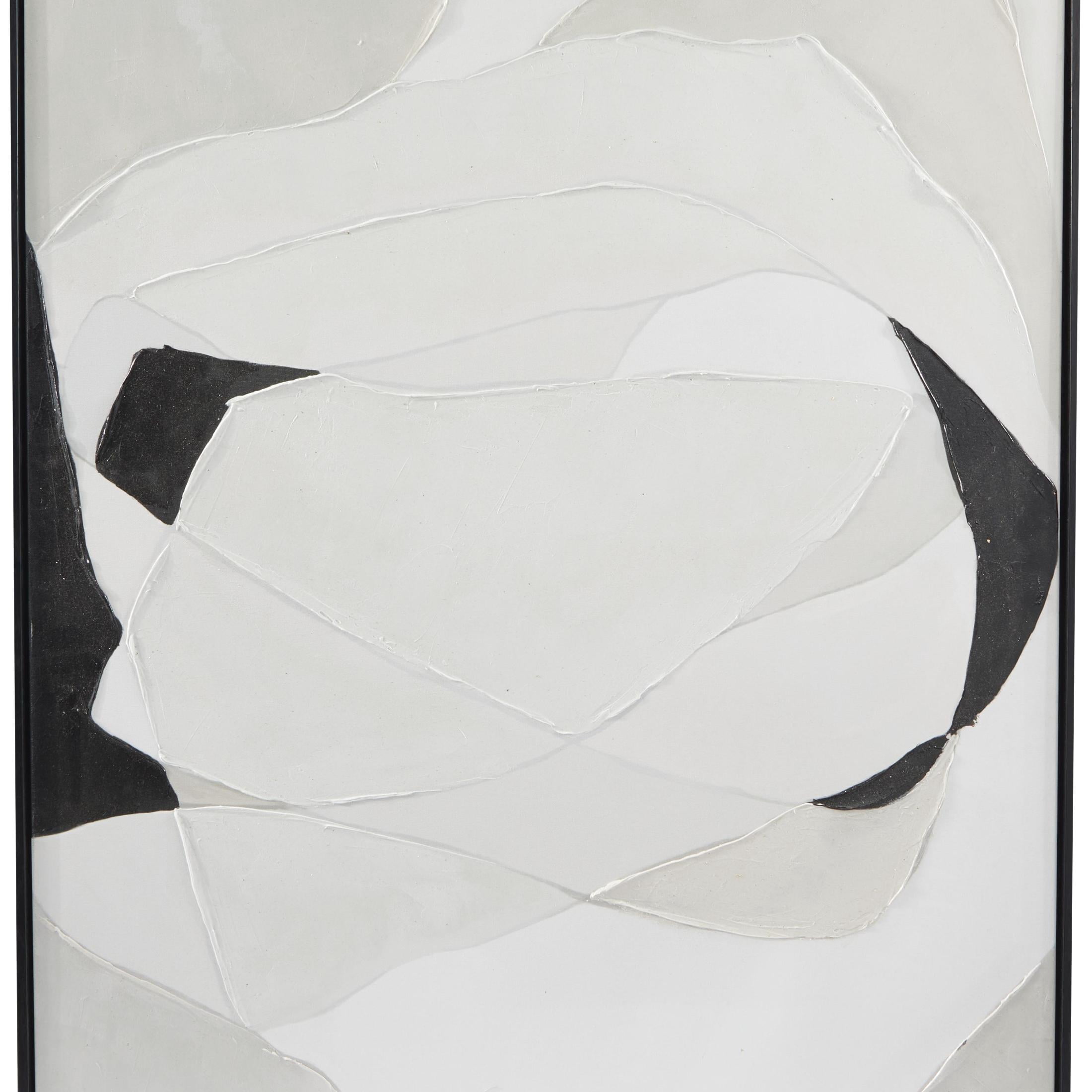 DecMode Contemporary Polystone Black and White Abstract Canvas Framed Wall Art, Set of 2 30"W x 40"H