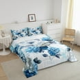 thumbnail image 3 of Girls Flower Twin Bedding Sets Hydrangea Floral Comforter Set for Women,Blue Gradient Bedding Comforter Sets Vintage Ombre Duvet Insert,Oil Painting Aesthetic Down Comforter Room Decorative, 3 of 7