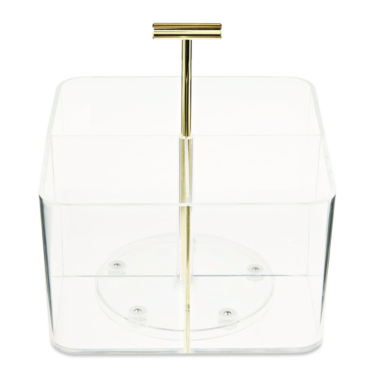 Rotating Desk Organizer, 4 Compartments, Clear photo 2