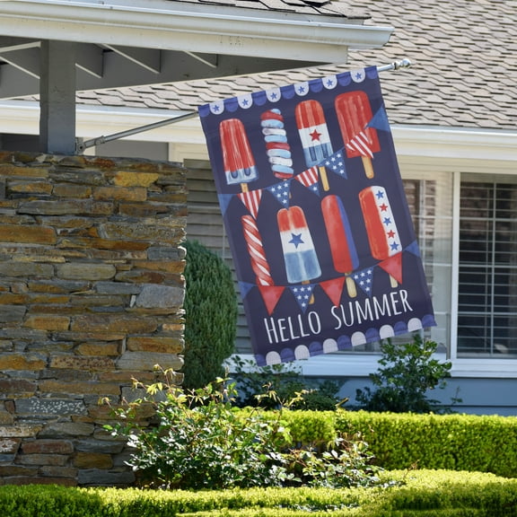 Northlight Hello Summer Americana Ice Pop Outdoor House Flag - 28" x 40"