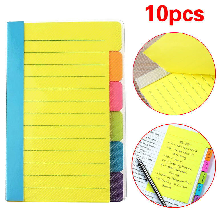 1/2/4/10pcs Office Supplies Sticky Notes Divider Sticky Notes Tabs, Tabbed  Self-Stick Lined Bright Colors Note Pad, School Supplies, Index Notes