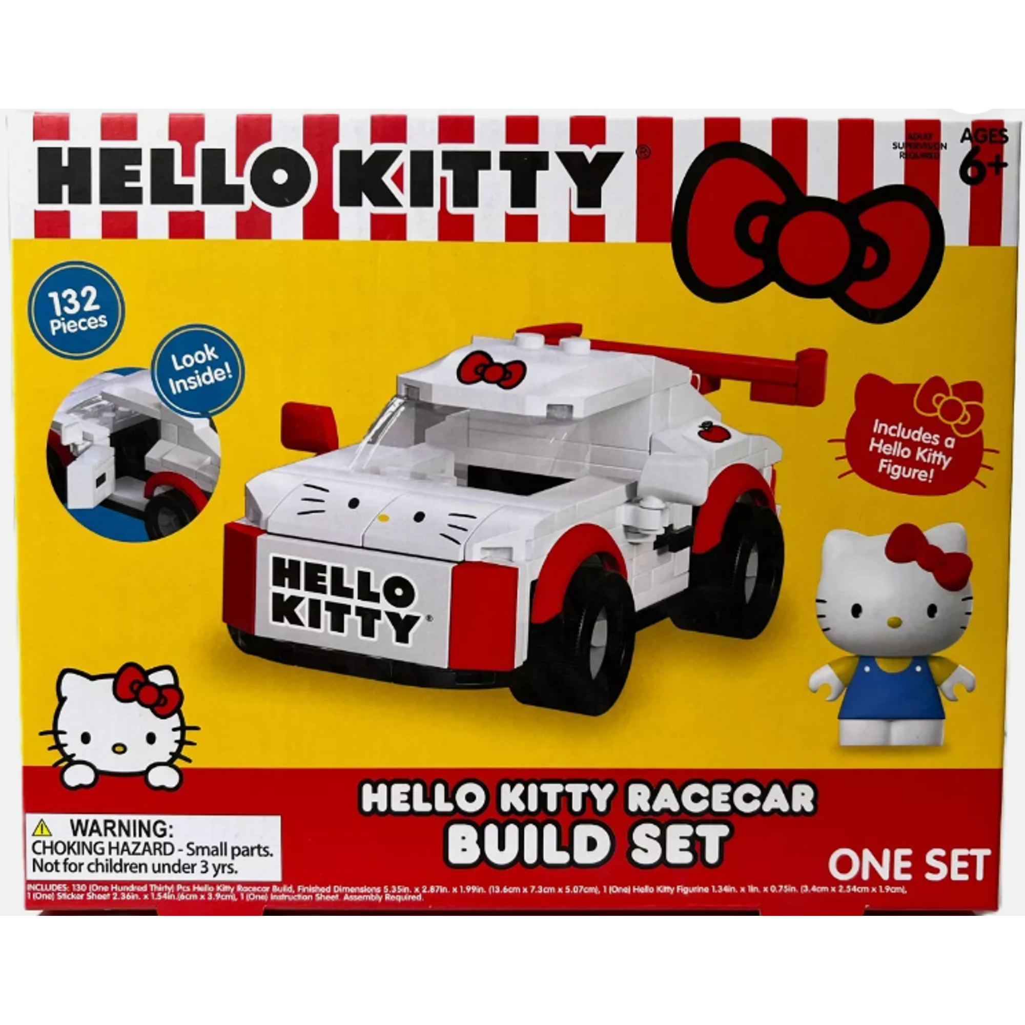 Sanrio Hello Kitty Racecar Build Set & Figure - 132 pieces