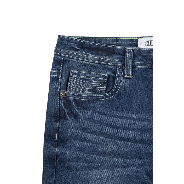 CULTURA Skinny Jeans for Boys Big Boys Teens Slim Wash Denim Pants, Dark  Blue - Accent Stitch, Size 16