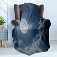 thumbnail image 4 of Moon Soft Flannel Fleece Blanket, Night Sky with Full Moon and Clouds Nature Photography Space Inspired Image Print, Cozy Plush for Indoor and Outdoor Use, 50" x 60", Dark Blue White, by Ambesonne, 4 of 5