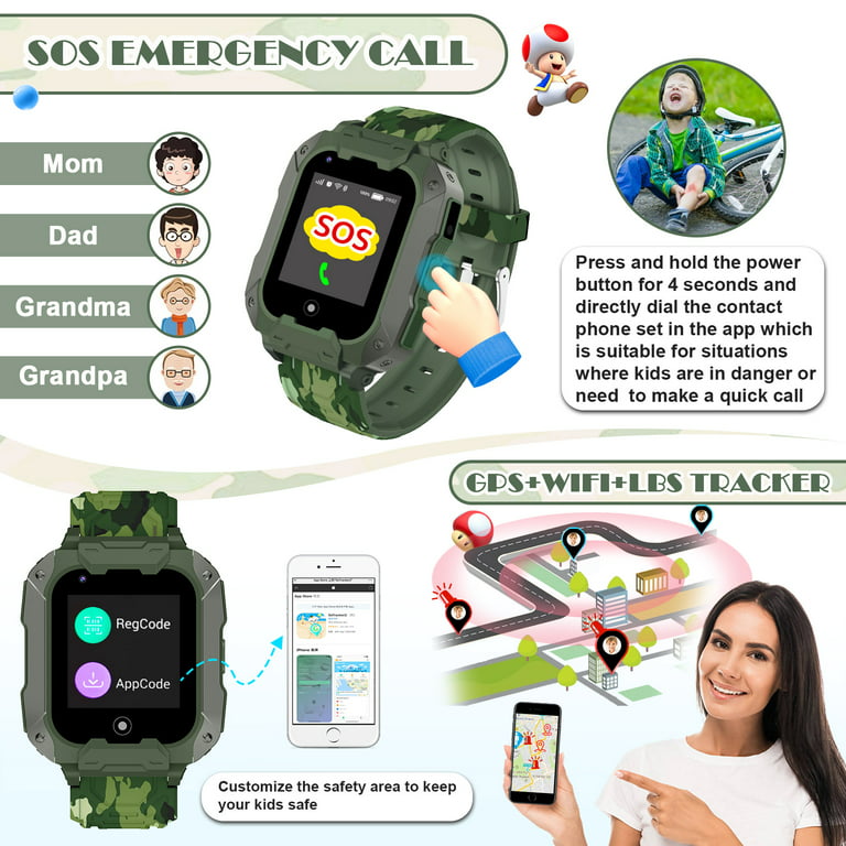 CJC 4G Smart Watch for Kids, Smartwatch Phone with GPS, SOS, WiFi