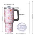thumbnail image 2 of 40oz Tumbler with Handle and Straw, Vacuum Insulated Stainless Steel Travel Mug, Fits Car Cup Holder, Daisy Floral Print, 2 of 6