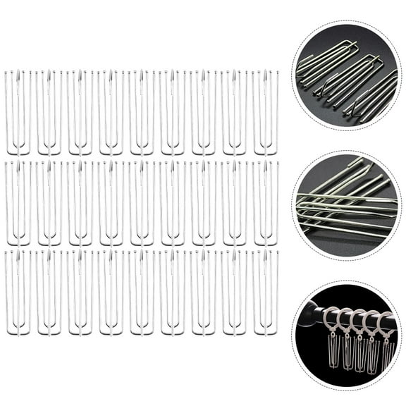 ULTNICE Drapery Curtain Prong Hooks Silver 30Pcs 2.7X0.9X0.9Inch