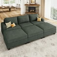 thumbnail image 3 of HONBAY 94” Green Corduroy Sectional Sofa Bed Convertible Sleeper Sofa with Storage Ottomans for Living Room, 3 of 8