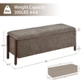 thumbnail image 3 of VKNOW Chenille Storage Bench with Solid Wood Legs and Hinged Lid for Bedroom Entryway and Living Room,Brown, 3 of 14