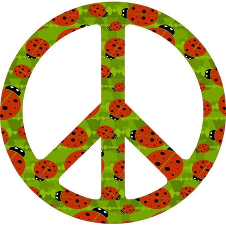 5inx 5in Ladybug Peace Symbol Poka Bumper Sticker Decal Vinyl Window Stickers Decals