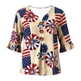 thumbnail image 4 of WEIWEN 4th of July V Neck Shirts for Women 2026 Casual American Flag USA Graphic Patriotic T-Shirt Memorial Tops Party Tees Beige, 4XL, 4 of 4