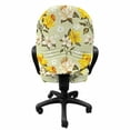 thumbnail image 3 of Flower Office Chair Slipcover, Classy Spring Floral Narcissus Branch Pattern with Dots and Line Art, Protective Stretch Decorative Fabric Cover, Standard Size, Yellow Khaki Cream, by Ambesonne, 3 of 5