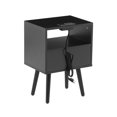 thumbnail image 5 of Rattan Nightstand with Charging Station, Zarler Modern Beside Table with Open Storage Shelf for Bedroom, Living Room, Black, 5 of 8