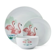 Studio Nova Flamingo Haven 12 Piece Porcelain Dinnerware Set White