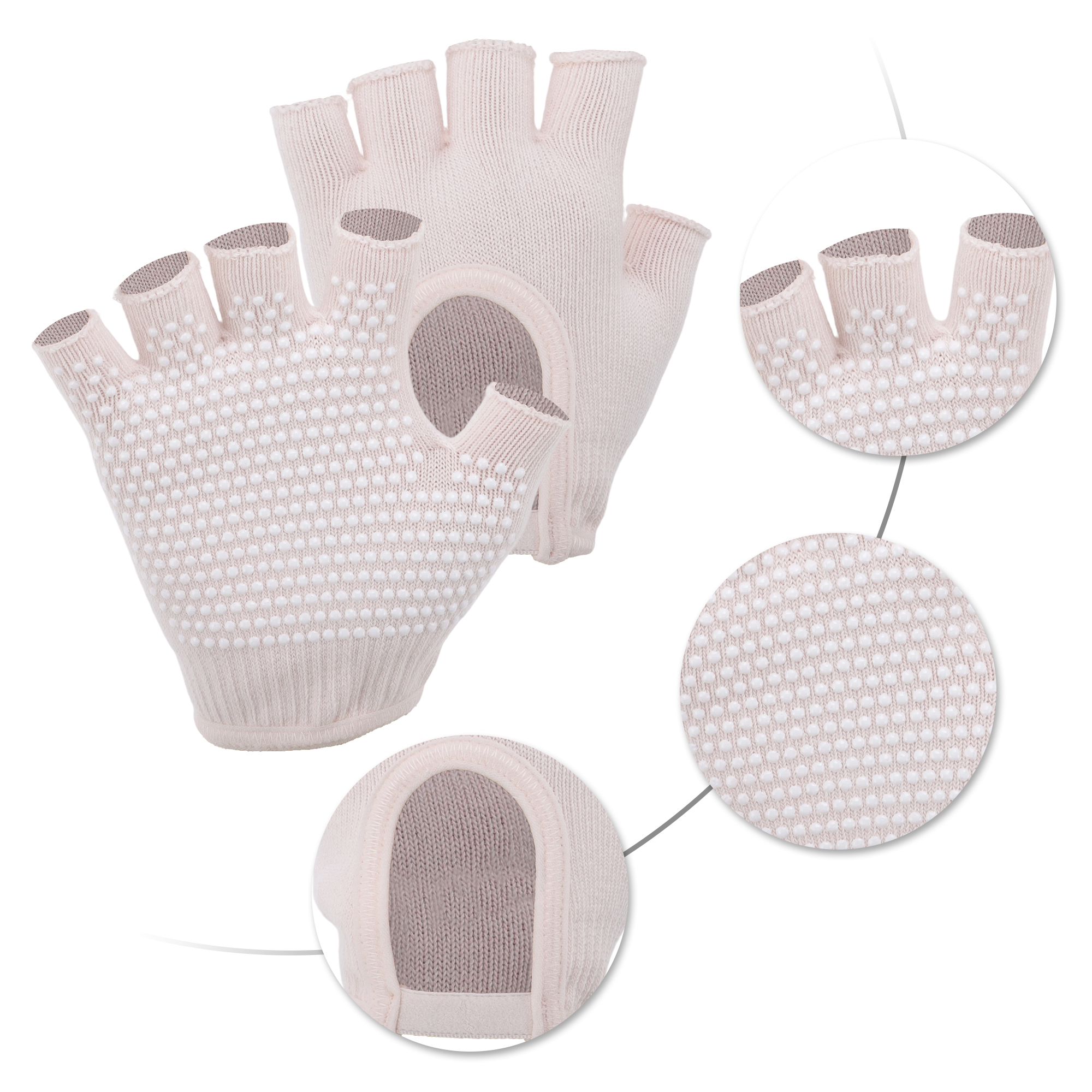 Unique Bargains Fingerless Yoga Gloves Designed One Size 1Pair Pink