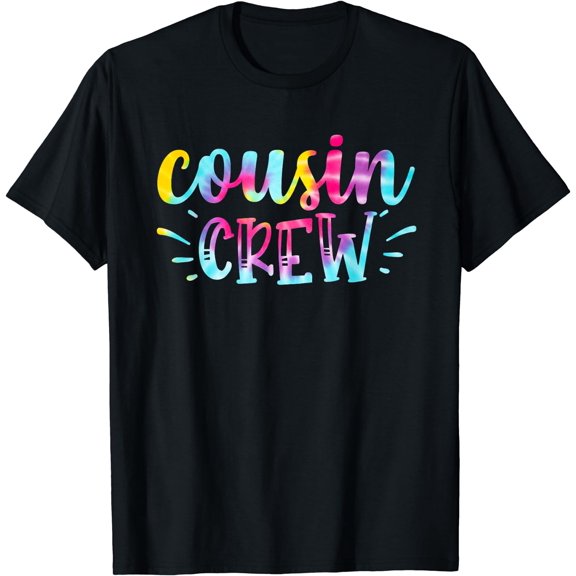 Tie Dye Cousin Squad Crew Family Matching Women T-Shirt Black Small