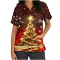 thumbnail image 3 of Ailaofu Christmas Scrubs for Women Tops Plus Size Stretch Short Sleeve Nursing Scrub Shirts Cute Printed Holiday Uniform, 3 of 5