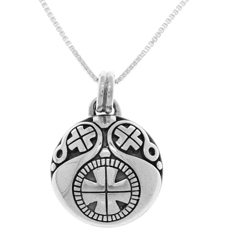 Jewelry Trends Sterling Silver Viking Protection Amulet Pendant on 18 Inch Box Chain Necklace