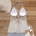 thumbnail image 5 of Dyfzdhu Tank Tops for Women Hollow Out V Neck Sleeveless Summer Tops Trendy Open Back Halter Tie Camisole Vest Beige, 5 of 7
