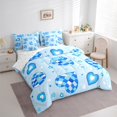 thumbnail image 4 of Manfei Plaid Love Heart 7-Piece Twin Bedding Sets, Blue Cartoon Strawberry Bedding Comforter Set, Teens Kids Boys Girls Reversible Sheet Sets, Lightweight Room Decor, 4 of 8