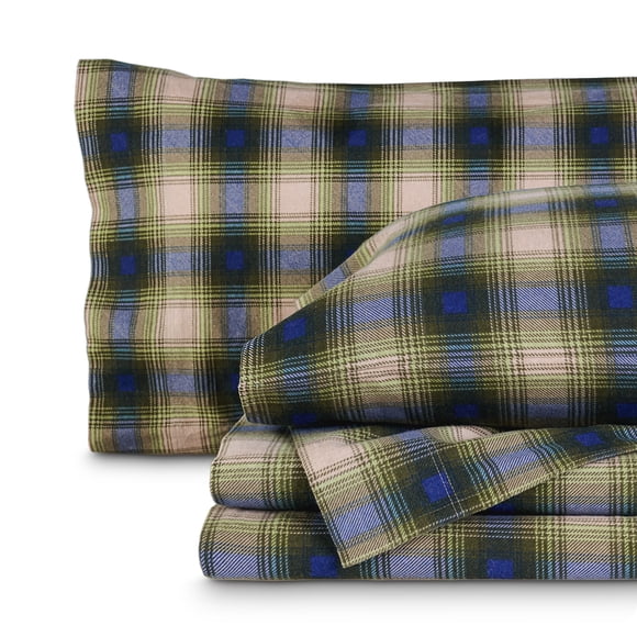 Juego de sábanas Bare Home de franela 100% algodón Full Voyageur Plaid