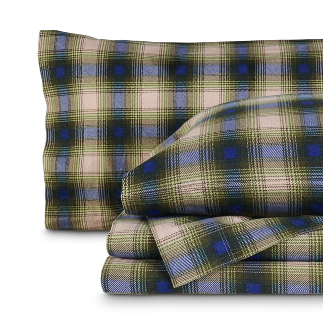 Juego de sábanas Bare Home de franela 100% algodón Full Voyageur Plaid