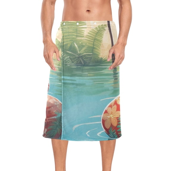 Gnome Lifebuoy Bath Towel Wrap for Man Adjustable Shower Wrap Button Closure Body Towel for Sauna Gym