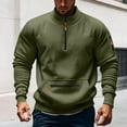 thumbnail image 2 of Dagegui Mens 1/4 Zip Up Pullover Top Mock Neck Long Sleeve Sweatshirt Fleece Winter Athletic Shirts with Pocket Army Green S, 2 of 4