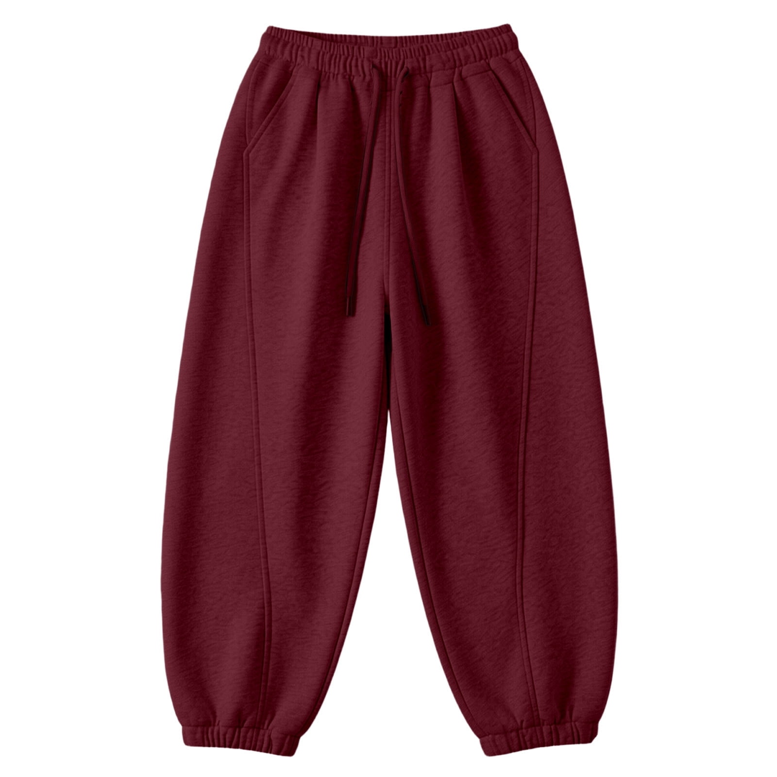 ZHOGXU Big Kids Girls Jogger Pants Drawstring Elastic Waist Solid Color Soft Comfortable Breathable Ankle Tied Sweatpants For Everyday Wear Red 12-13 Years