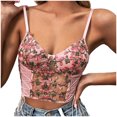 thumbnail image 1 of Playeras,Blusas y Tops,Ropa para Mujer Mujeres Tank Top Camiseta sin mangas corta sin mangas con chaleco pequeño de encaje de flores bordadas de diseño para mujer (Pink, M), 1 of 7