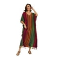 thumbnail image 4 of Beautybatik Multicoloured Women Stripe Caftan Kaftan Loungewear Maxi Plus Size Long Dress 3X, 4 of 6