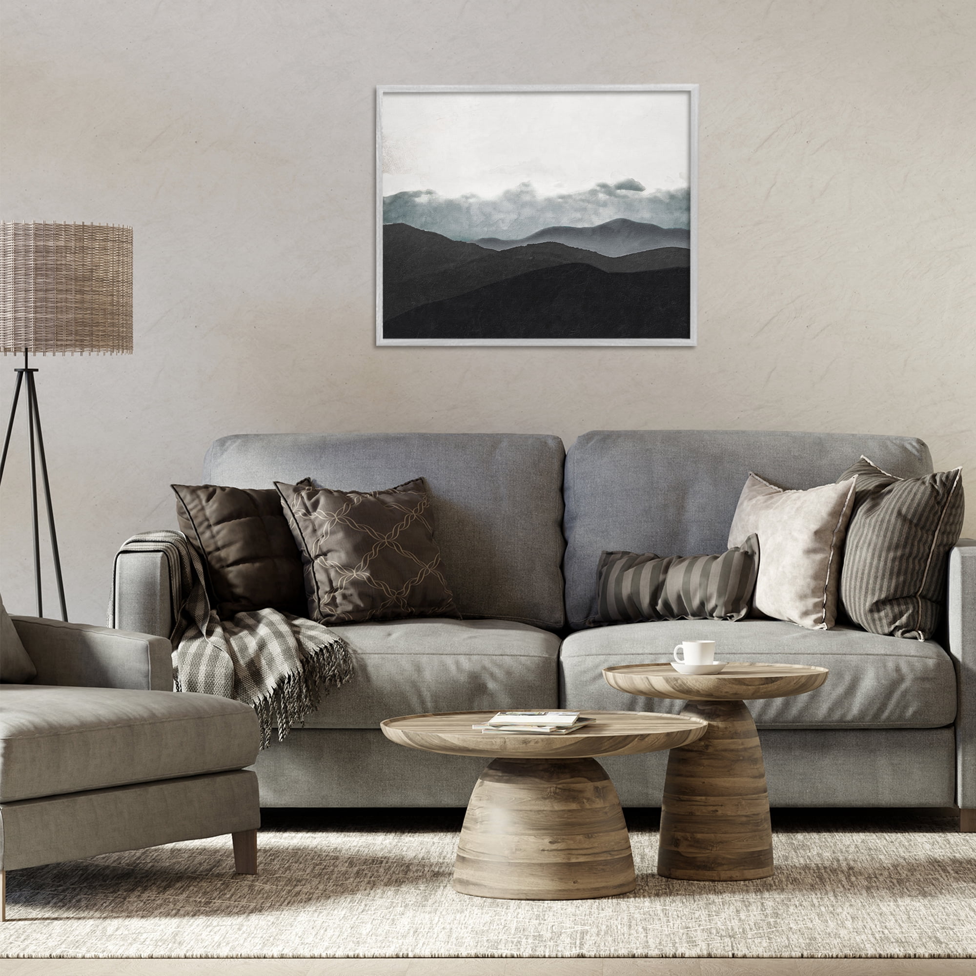 Stupell Industries Layered Foggy Hills Gray Framed Giclee Art, design by Elizabeth Medley