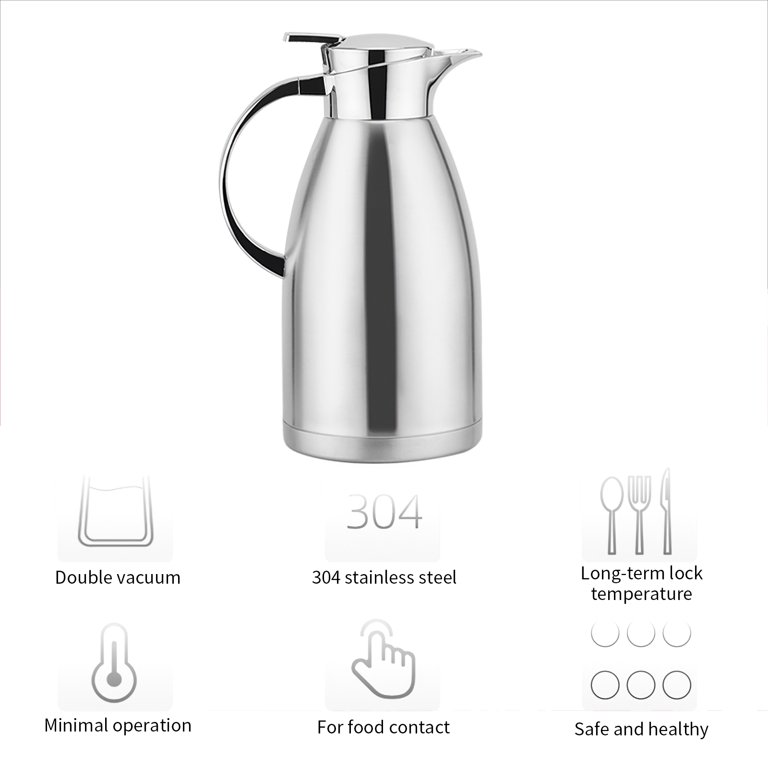 Insulated Coffee Carafe 61 oz Stainless Steel Thermal Carafe Vacuum Coffee  Pot Black Carafe with Lid For Keeing Hot and Cold, 1.8L Carafe Replacement